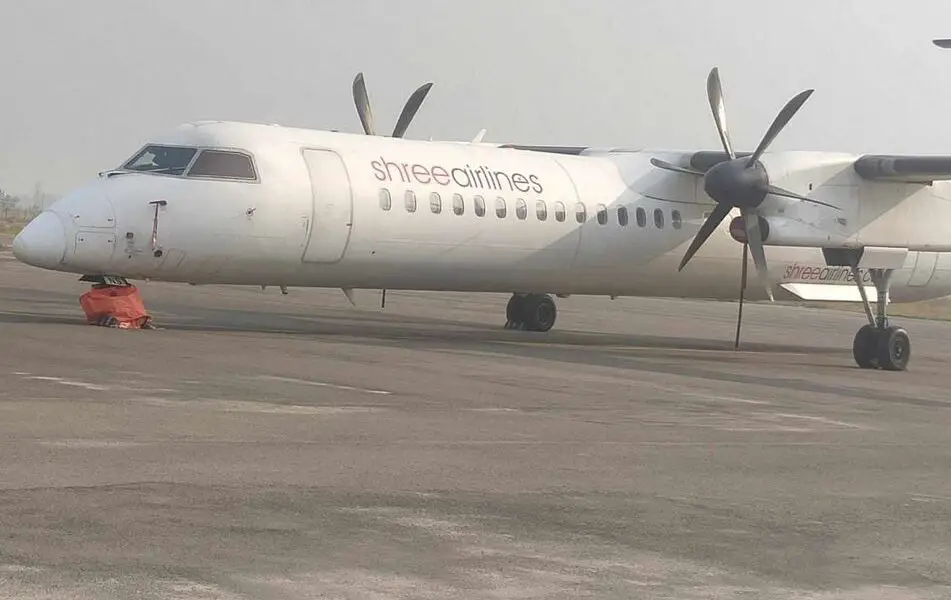 Landing Gear problem of Shree Airlines Dash 8 in Dhangadhi Airport - Aviation in Nepal (Internet Photo)