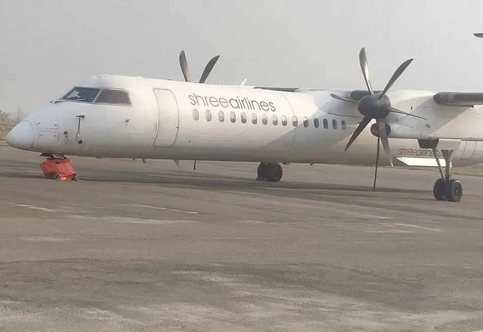 Landing Gear problem of Shree Airlines Dash 8 in Dhangadhi Airport - Aviation in Nepal (Internet Photo)